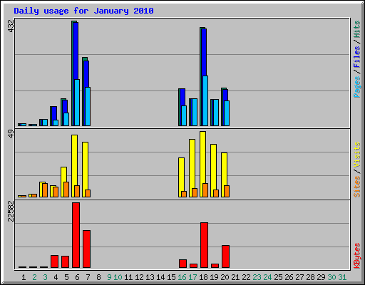 Daily usage for January 2010